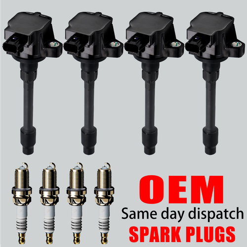 4X OEM Ignition Coil + Iridium Spark Plug For Honda Accord Civic 1.5L 2.0L UF781