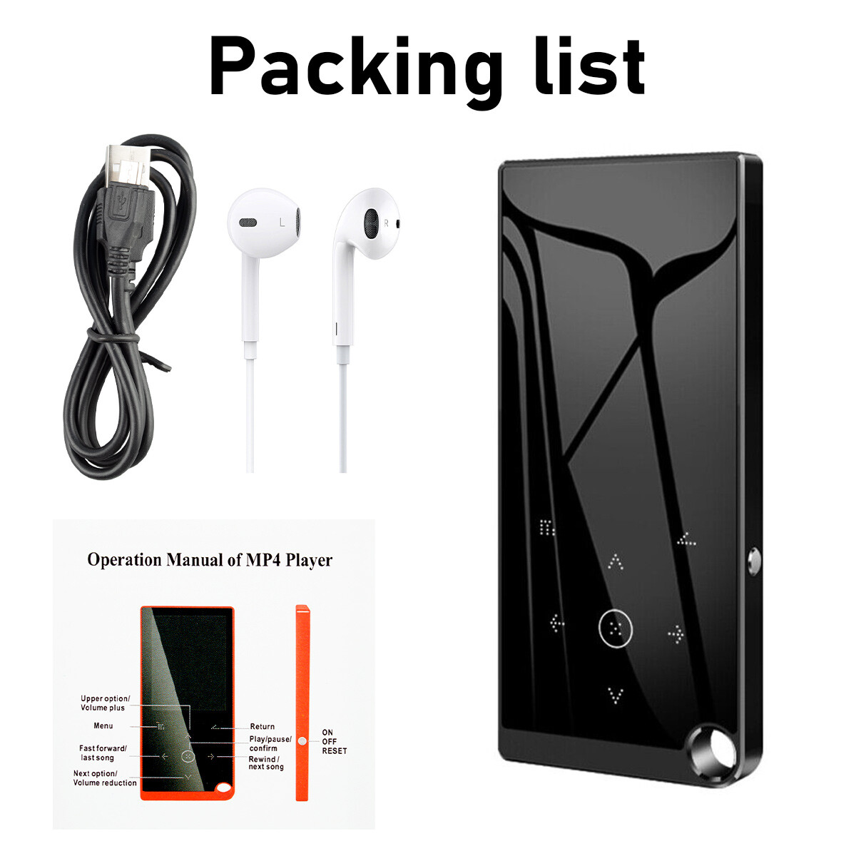 Bluetooth 5.0 MP3 MP4 Player HiFi Lossless Sound FM Radio Recorder Touch Screen