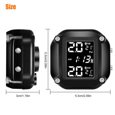 Waterproof Wireless Motorcycle TPMS Tire Tyre Pressure Monitor System +2 Sensors