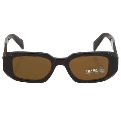 Pre-owned Prada Dark Brown Rectangular Ladies Sunglasses Pr 17ws 19d01t 49 Pr 17ws 19d01t