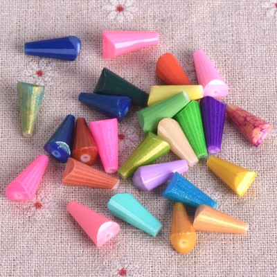 20pcs 15x8mm Drop Cone Faceted Coated Opaque Glass Loose Beads For DIY Jewelry