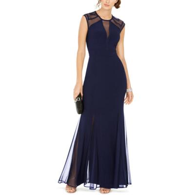 

Женское темно-синее вечернее платье макси NW Nightway Illusion Petites  BHFO 2082, Navy