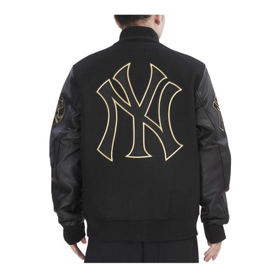 Pre-owned Pro Standard York Yankees Mlb Varsity Jacket Black & Gold Mens Black