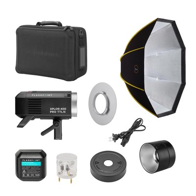 Моноблок Flashpoint XPLOR 400 Pro TTL R2, комплект с софтбоксом ParaSnap, кольцо Speedring