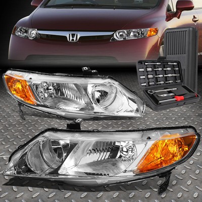 ДЛЯ 06-11 HONDA CIVIC СЕДАН ХРОМИРОВАННЫЙ КОРПУС ЯНТАРНАЯ УГЛОВАЯ ЛАМПА ФАРЫ + НАБОР ИНСТРУМЕНТОВ