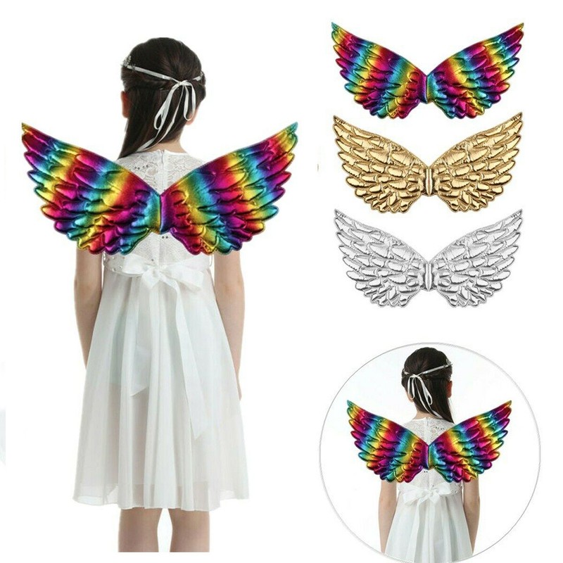 ️ Kids Child Glossy Metallic Angel Wings for Halloween Cosplay Party