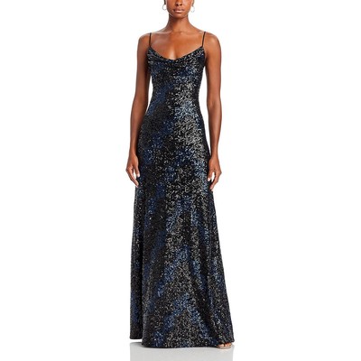 Женское черное длинное платье с блестками Halston, вечернее платье 8 BHFO 3667