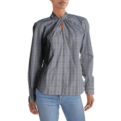 

Женская серая блузка-рубашка Lauren Ralph Lauren Petriss Petites  BHFO 9482, Черный