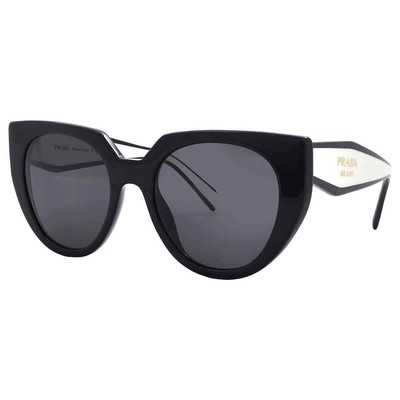 Pre-owned Prada Grey Cat Eye Ladies Sunglasses Pr 14ws 09q5s0 52 Pr 14ws 09q5s0 52 In Gray