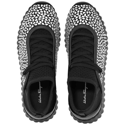 Pre-owned Ferragamo Salvatore  Ladies Slip On Sneaker With Crystals In Black