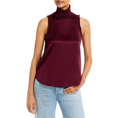 

Женская фиолетовая футболка Cinq a Sept в рубчик с высоким воротником  BHFO 1649, Calla lily