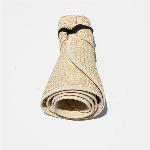 Roll Up Sun Visor Wide Brim Straw Hat Summer Foldable UV Protection Cap Women
