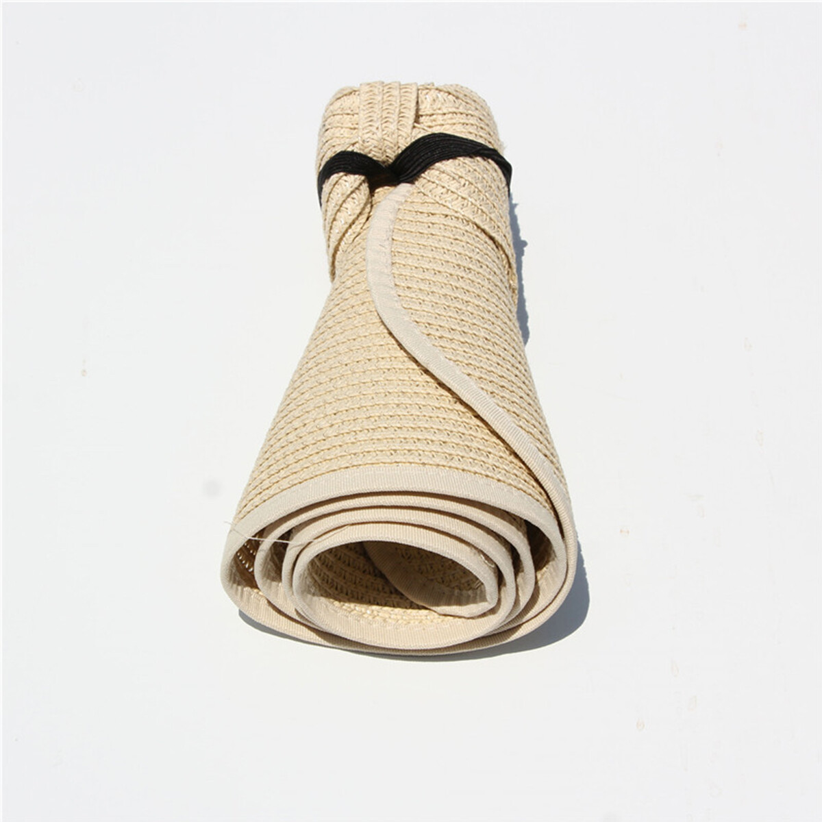 Roll Up Sun Visor Wide Brim Straw Hat Summer Foldable UV Protection Cap Women