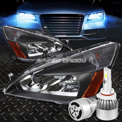 ЧЕРНАЯ ФАРА КОРПУСА + ЯНТАРНЫЙ УГОЛОК + БЕЛЫЙ СВЕТОДИОД 9006 HID + ВЕНТИЛЯТОР ДЛЯ 03-07 ACCORD UC