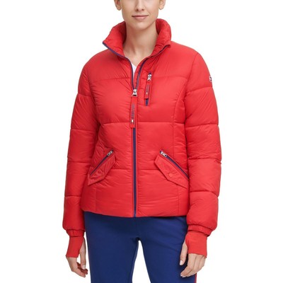 Tommy Hilfiger Женская красная стеганая водостойкая куртка-пуховик Пальто M BHFO 7055