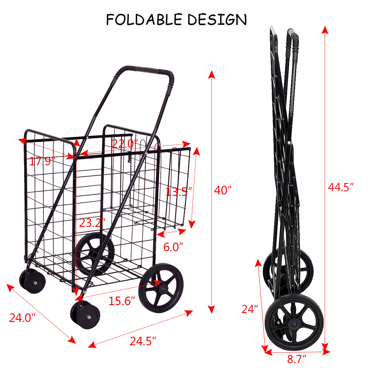 costway folding shopping cart