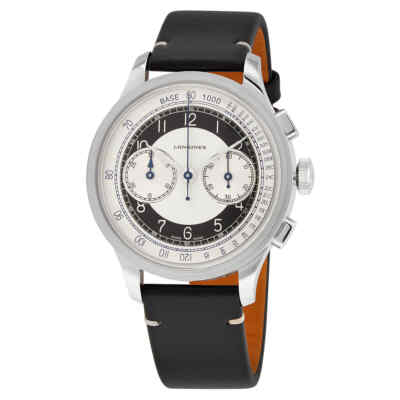 Pre-owned Longines Heritage Classic Chronograph Automatic Silver And Black Dial Men's