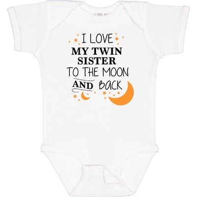 Inktastic I Love My Twin Sister To The Moon And Back Baby Bodysuit Family You