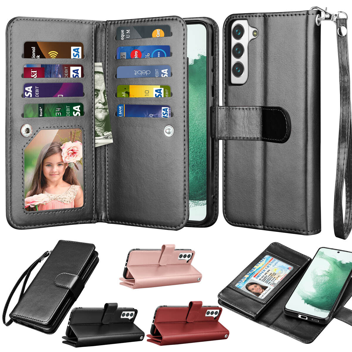 For Samsung Galaxy S22 S22+ S22Ultra Wallet Case Leather Car