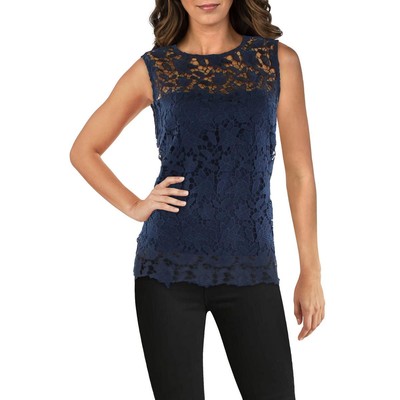 

Nanette Nanette Lepore Женский пуловер с круглым вырезом, связанный крючком, блузка BHFO 1993 г., Nanette navy