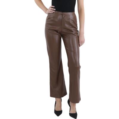 Aqua Womens Faux Leather Mid-Rise Casual Bootcut Pants BHFO 7764
