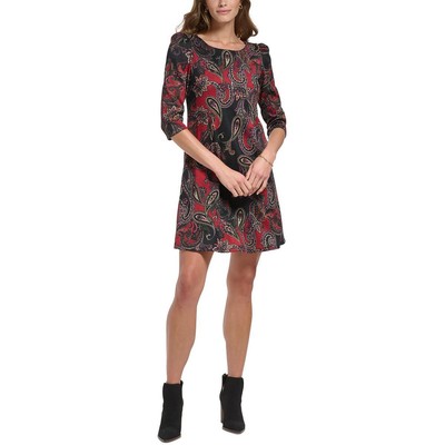 

Черное женское вязаное платье миди до колена Jessica Howard Petites  BHFO 7596, Red multi