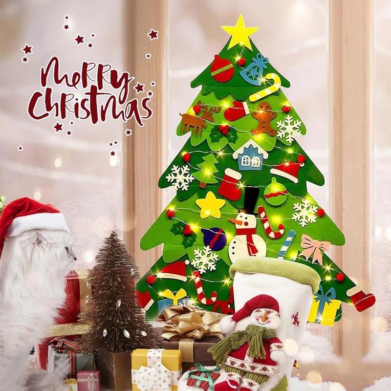 DIY Felt Christmas tree set 32pcs detachable ornaments kids wall