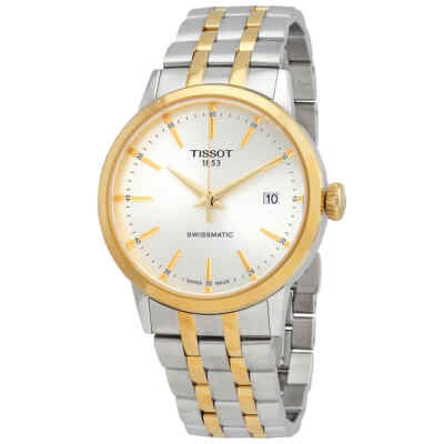 Мужские двухцветные часы Tissot Classic Dream с автоматическим серебряным циферблатом