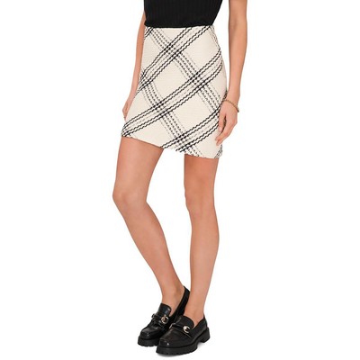 Короткая мини-юбка из твида в клетку цвета слоновой кости от Vince Camuto, 8 BHFO 0013