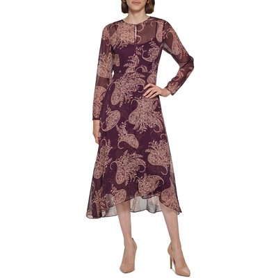 Tommy Hilfiger Женское фиолетовое дневное платье миди с узором Пейсли 4 BHFO 5319