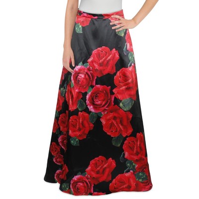 

Черная длинная макси-юбка женская B. Darlin с цветочным принтом плюс  BHFO 9535, Black/red