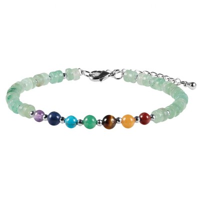7 Chakra Crystal Stone Beads Bracelet for Women Adjustable Flat Beaded Link Bang