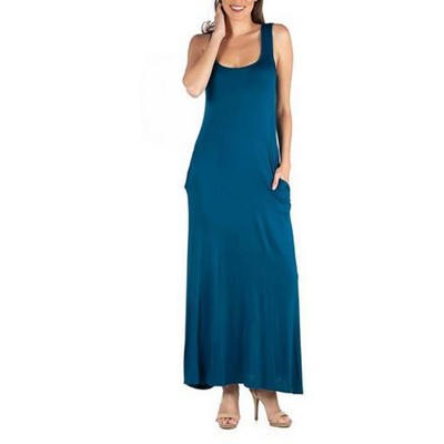 24seven Comfort Apparel Женское синее миди-платье миди без рукавов плюс 1X BHFO 8380