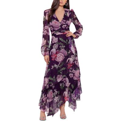 Xscape Womens Chiffon Floral Long Maxi Dress BHFO 4011