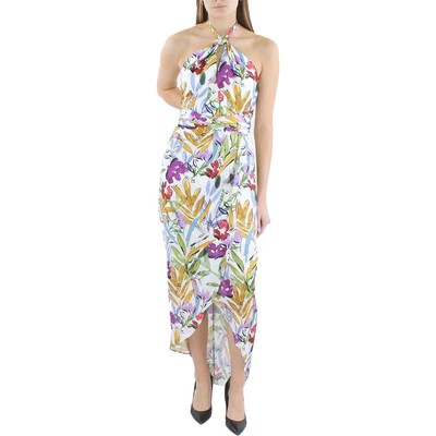 Женское белое вечернее платье BCBGMAXAZRIA с цветочным принтом на бретелях с высокой посадкой, 12 BHFO 6112