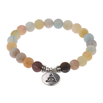 Amazonite Stone Bracelets OM Lotus Buddha Chakra Mala Bracelets For Women Men