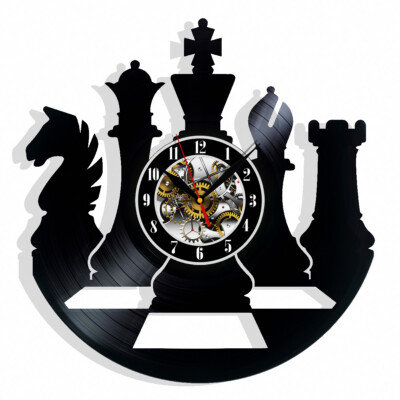 Chess Vinyl Wall Clock Gift Birthday Holiday Art Home Room Decor Design