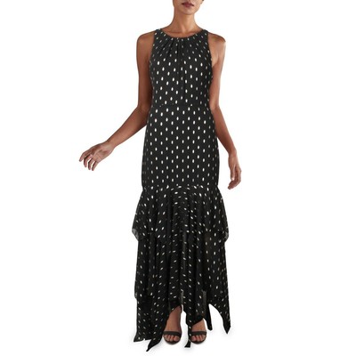 

Женское шифоновое платье макси с эффектом металлик Betsy - Adam BHFO 1928, Black/silver