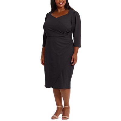 Женское черное платье-футляр длиной до колена с запахом London Times Womens 20W BHFO 8544