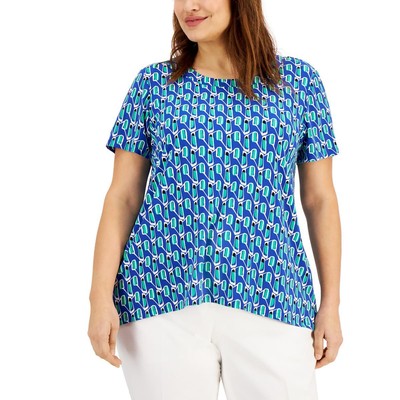 

Женская футболка Hi-Low с принтом Anne Klein Top Plus BHFO 8543, Blue lapis combo