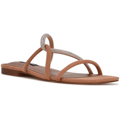 

Женские шлепанцы Nine West Meaa 2 Shimmer с открытым носком на плоской подошве BHFO 2543, Meaa 2