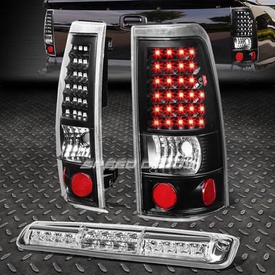 ЧЕРНО-КРАСНЫЙ СВЕТОДИОДНЫЙ ЗАДНИЙ ФОНАРЬ + ХРОМИРОВАННЫЙ 3-Й СТОП-СИГНАЛ И ГРУЗОВОЙ ФОНАРЬ ДЛЯ 99-03 CHEVY SILVERADO/SIERRA