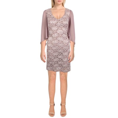 Connected Apparel Womens Pink Lace Cocktail and Party Dress Petites 4P BHFO 9346