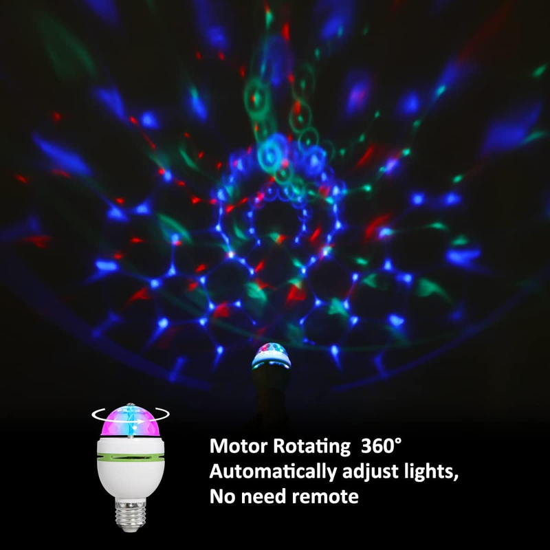 RGB Color Rotating Bulb, E27 3W LED Bulbs Colored LED Strobe Light Bulb Multi Cr