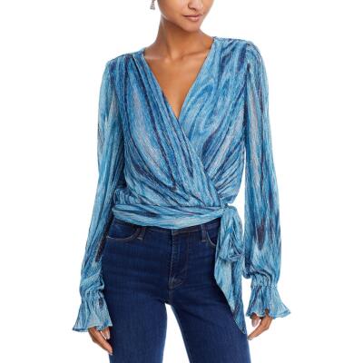 Ramy Brook Womens Anya Tie Waist Smocked Shirt Wrap Top Blouse BHFO 4221