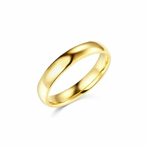Pre-owned Td Collections 14k Yellow Gold 4mm Plain Regular Fit Classic Light Dome Wedding Band