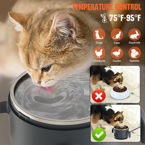 Rechargeable Pet Heated Water Bowl Stainless Steel Quiet Outdoor Indoor /Dog Cat