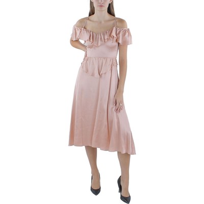 Женское розовое шелковое платье для коктейлей и вечеринок Undra Celeste New York, L BHFO 5477