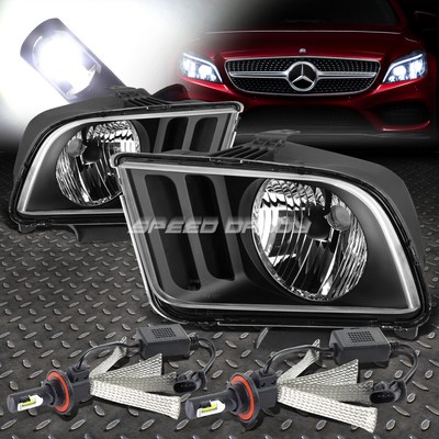 ЧЕРНАЯ ФАРА В КОРПУСЕ + ПРОЗРАЧНЫЙ УГОЛ + БЕЛАЯ СВЕТОДИОДНАЯ СИСТЕМА 6000K ДЛЯ MUSTANG 05-09