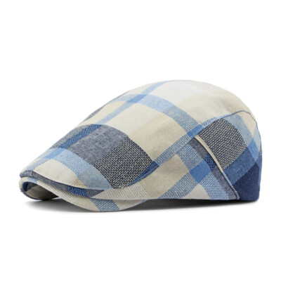Women's Men's Plaid Cotton Gatsby Cap Newsboy Cabbie Golf Driving Flat Beret Hat